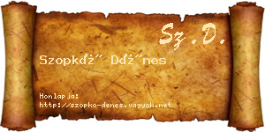 Szopkó Dénes névjegykártya